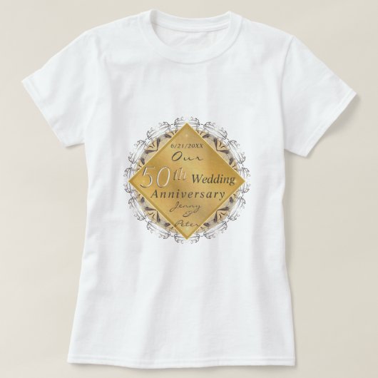 Goldener Ocker zum 50. Hochzeitstag T-Shirt (Design vorne)