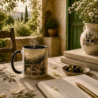 Goldener Olivenhain Mittelmeerlandschaftskunst Tasse