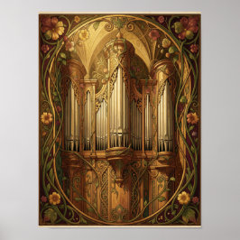 Goldener Orgel-Jugendstil-Botanischer Rahmen Poster