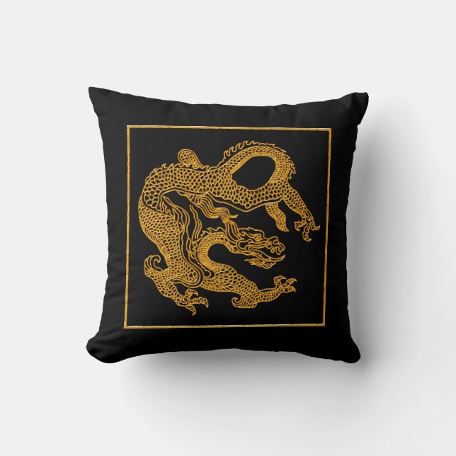 Goldener orientalischer Drache 01 Kissen (Vorderseite)