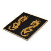 Goldener orientalischer Drache 02 Fliese (Seite)