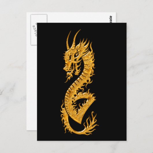 Goldener orientalischer Drache 02 Postkarte (Vorne/Hinten)