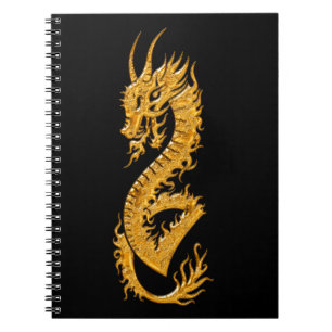 Goldener orientalischer Drache 02 var Notizblock