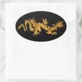 Goldener orientalischer Drache 03 Ovaler Aufkleber (Tasche)