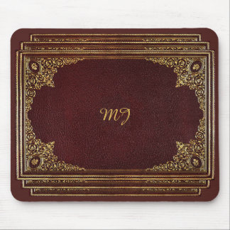 Goldener Ornamental auf Brown mit Initialen Mousepad