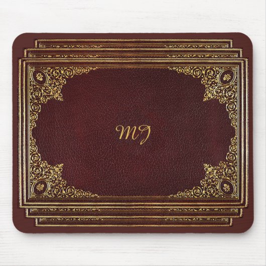 Goldener Ornamental auf Brown mit Initialen Mousepad (Vorne)
