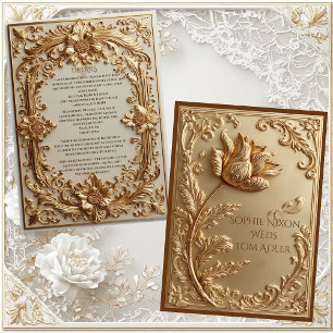 Goldener Ornamentaler Barocker Prunk Tulpen Blumen Begleitkarte