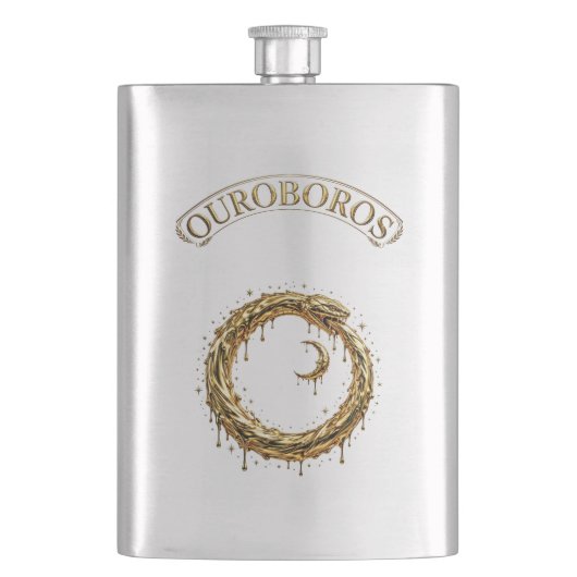 Goldener Ouroboros Flachmann (Vorderseite)