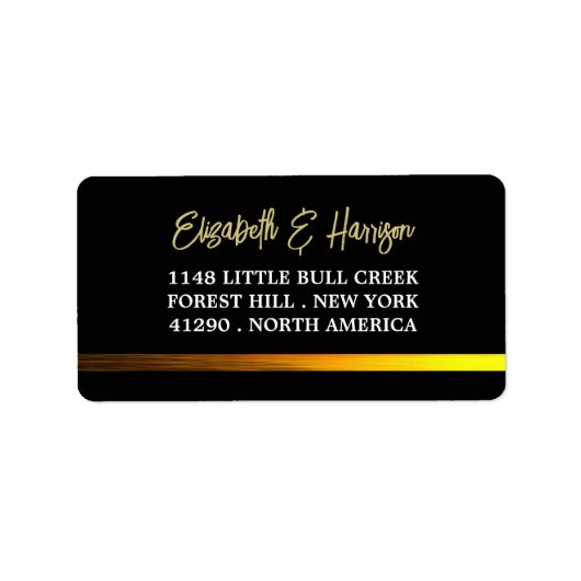 Goldener Ozean, elegante Hochzeit am Strand Adressaufkleber (Vorne)