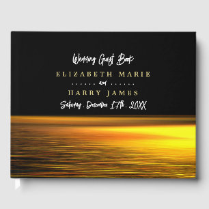 Goldener Ozean, elegante Hochzeit am Strand Gästebuch