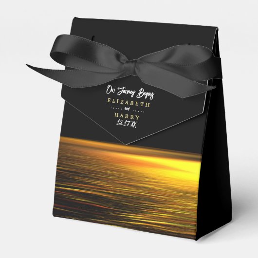 Goldener Ozean, elegante Hochzeit am Strand Geschenkschachtel (Vorderseite)