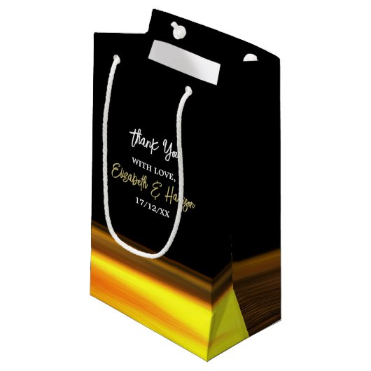 Goldener Ozean, elegante Hochzeit am Strand Kleine Geschenktüte (Vorderseite Schrägansicht)