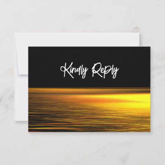 Goldener Ozean, elegante Hochzeit am Strand RSVP Karte (Vorderseite)