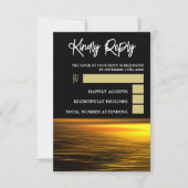 Goldener Ozean, elegante Hochzeit am Strand RSVP Karte (Vorderseite)