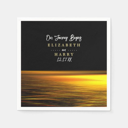 Goldener Ozean, elegante Hochzeit am Strand Serviette (Vorderseite)