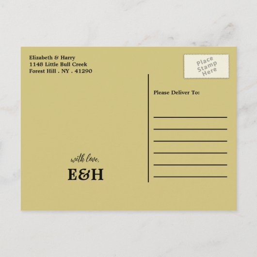 Goldener Ozean, Eleganter Strand Hochzeit Save the Ankündigungspostkarte (Rückseite)