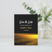 Goldener Ozean, Eleganter Strand Hochzeit Save the Ankündigungspostkarte (Stehend Vorderseite)