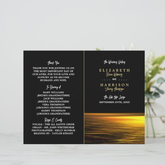 Goldener Ozean, elegantes Hochzeitsprogramm am Str (Stehend Vorderseite)