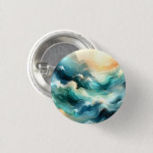 Goldener Ozean Fluss Abstrakte Wellen Button (Vorne & Hinten)