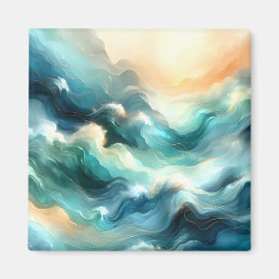 Goldener Ozean Fluss Abstrakte Wellen Magnet