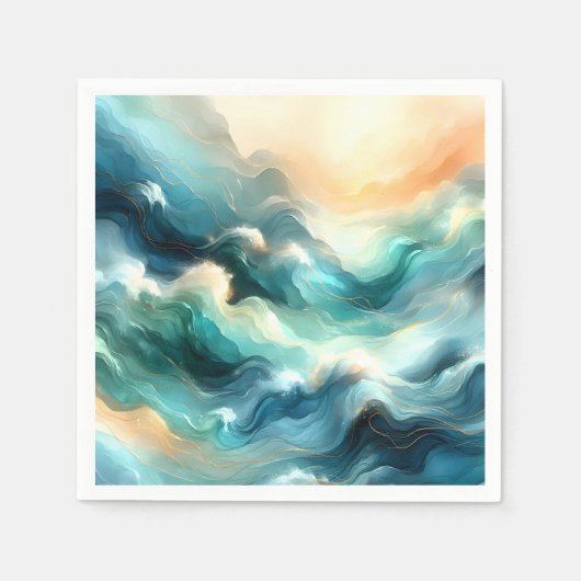 Goldener Ozean Fluss Abstrakte Wellen Serviette (Vorderseite)