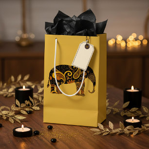 goldener Paisley-Elefant Kleine Geschenktüte