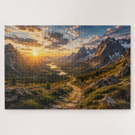 Goldener Pfad durch das Bergpuzzle Puzzle (Horizontal)