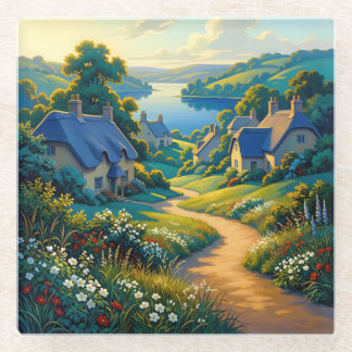 Goldener Pfad zum blauen Wasser Glasuntersetzer