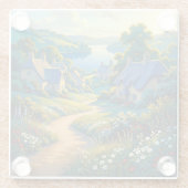 Goldener Pfad zum blauen Wasser Glasuntersetzer (Rückseite)