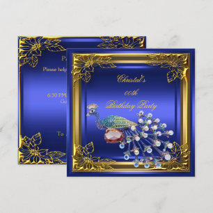 Goldener Pfau Elite Elegante Geburtstagsfeier Einladung