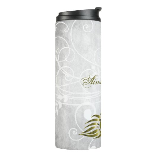 Goldener Pfau Personalisierter Thermaltumbler Thermosbecher (Nach links gedreht)