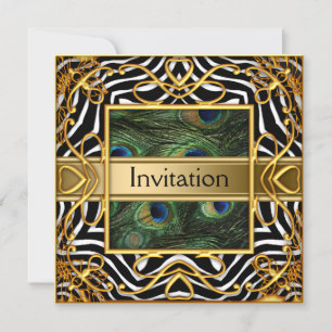 Goldener Pfau Zebra Einladung Für Jede Party