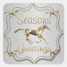 Goldener Pferdesport Quadratischer Aufkleber