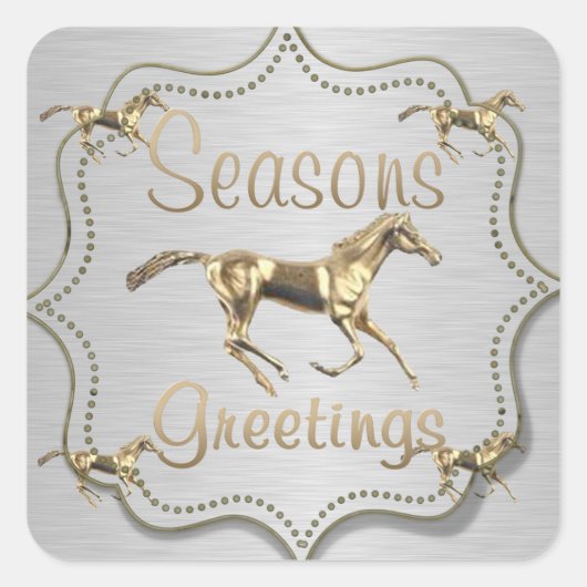 Goldener Pferdesport Quadratischer Aufkleber (Vorderseite)