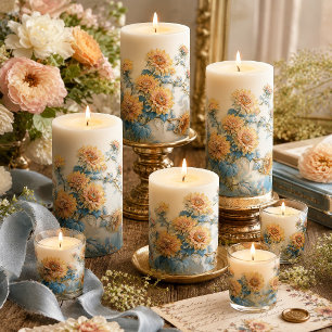 Goldener Pfirsich Ätherische Sonnenblumen Zweig De Seidenpapier