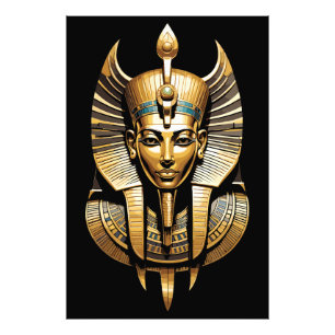 Goldener Pharao in königlicher Kopfbedeckung Kunst Fotodruck