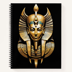 Goldener Pharao in königlicher Kopfbedeckung Kunst Notizblock