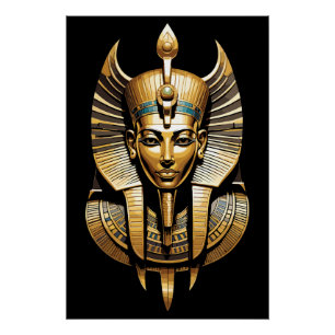 Goldener Pharao in königlicher Kopfbedeckung Kunst Poster
