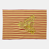 Goldener Phoenix mit goldenen Scharlachroten Küchentuch (Horizontal)