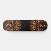 Goldener Phönix auf schwarzem Skate Deck Skateboard (Horizontal)