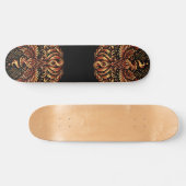 Goldener Phönix auf schwarzem Skate Deck Skateboard (Horizontal)