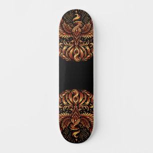 Goldener Phönix auf schwarzem Skate Deck Skateboard