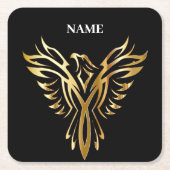 Goldener Phönix, Eleganz Rechteckiger Pappuntersetzer (Vorderseite)