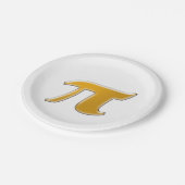 Goldener PI in Weiß Pappteller (Schrägansicht)