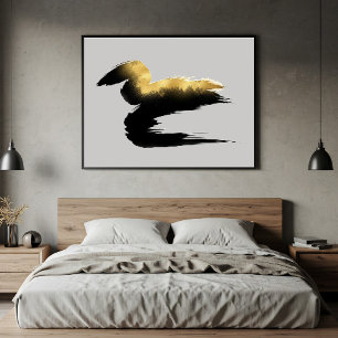 Goldener Pinselstrich Abstrakte Kunst Leinwanddruck