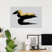 Goldener Pinselstrich Abstrakte Kunst Poster (Heimbüro)