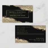 Goldener Pinselstrich in elegantem Schwarz Visitenkarte (Vorne/Hinten)