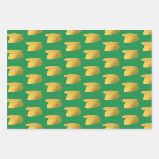 Goldener Pinselstrich - Rot, Grün und Weiß - Weihn Geschenkpapier Set (Vorderseite 2)