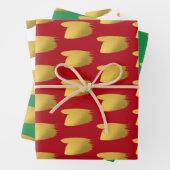 Goldener Pinselstrich - Rot, Grün und Weiß - Weihn Geschenkpapier Set (Beispiel)