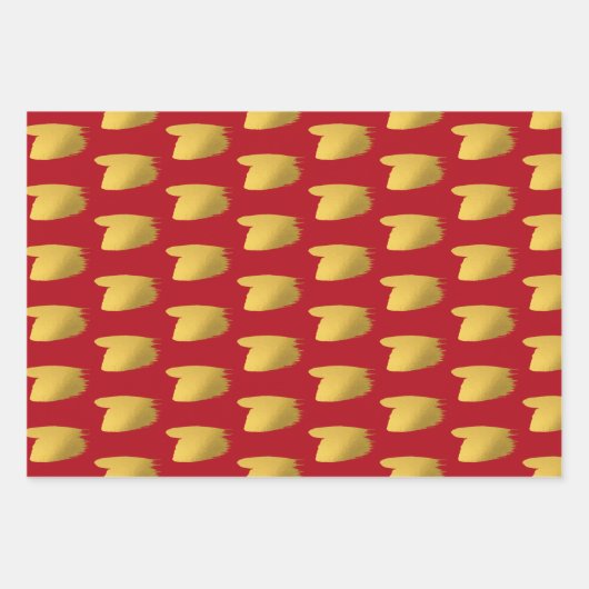 Goldener Pinselstrich - Rot, Grün und Weiß - Weihn Geschenkpapier Set (Vorderseite)